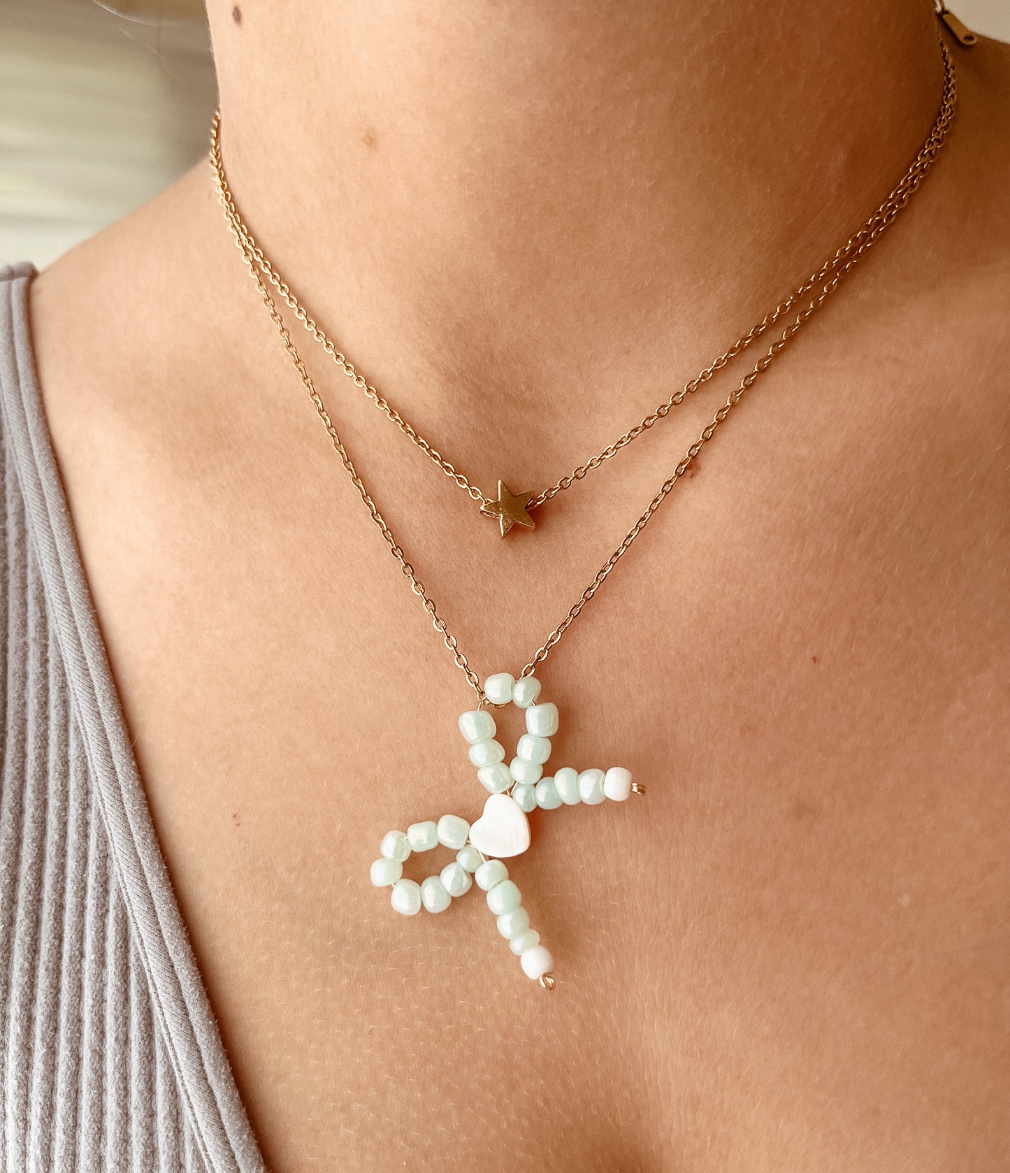 mint bow necklace